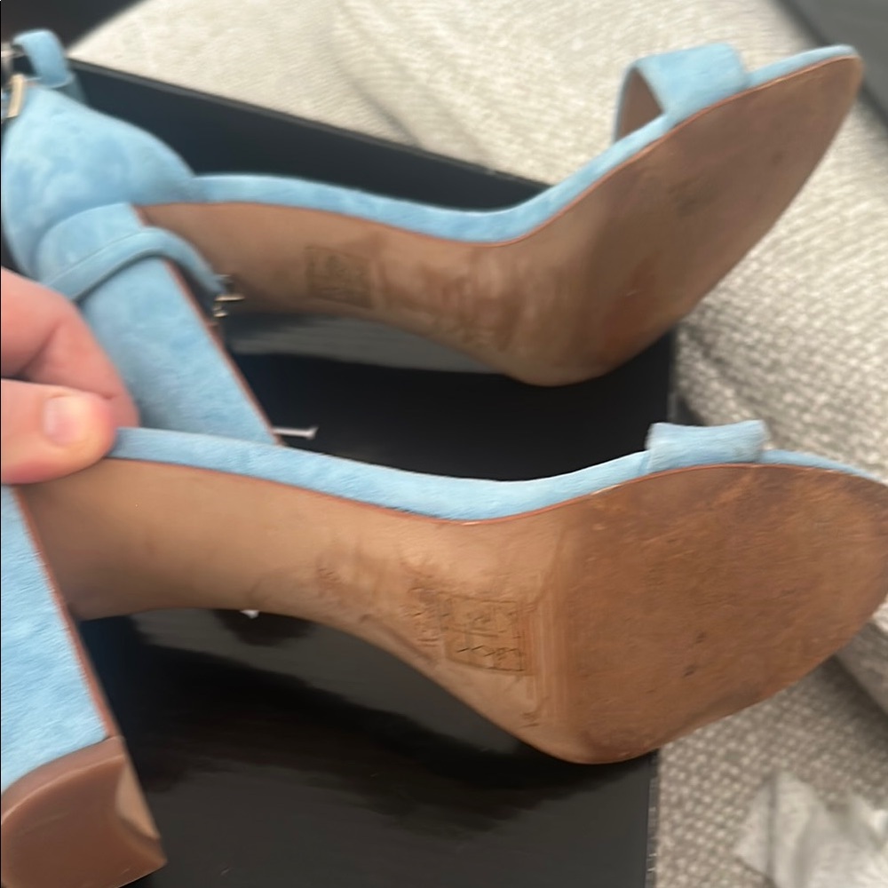 J. Crew Blue Suede Block Heel Sandals - Picture 5 of 6